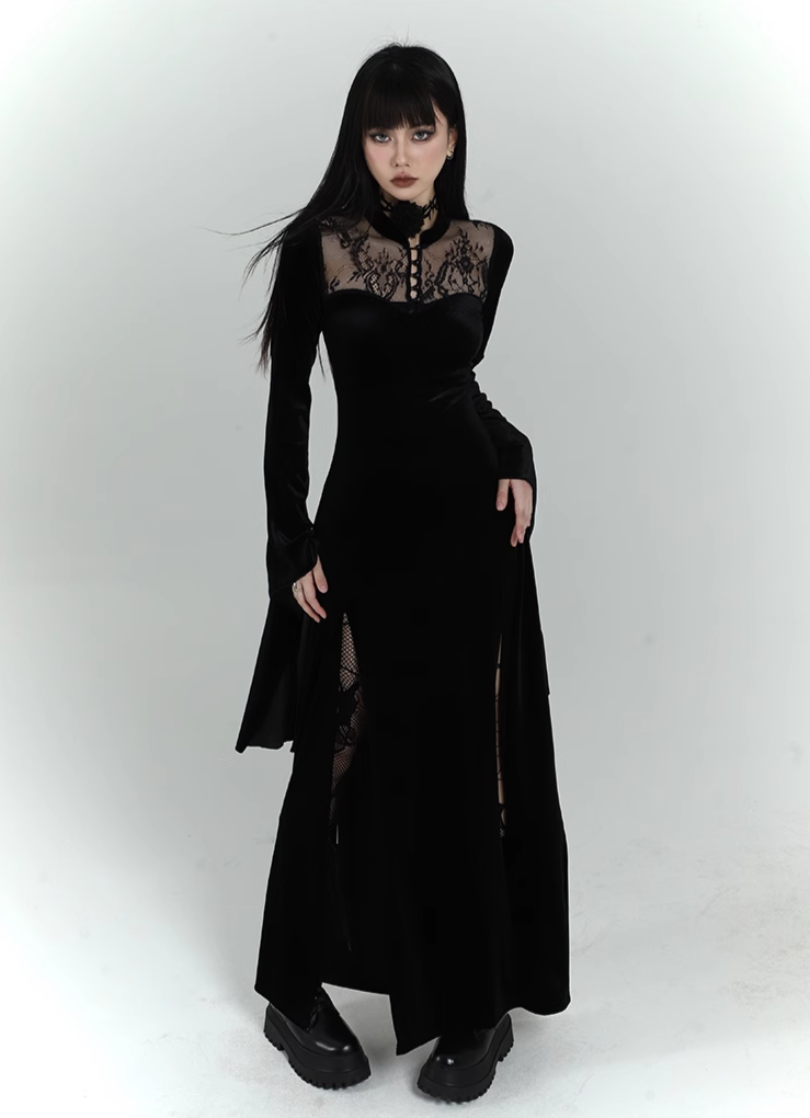 black velvet gothic dress+corset/lg1131