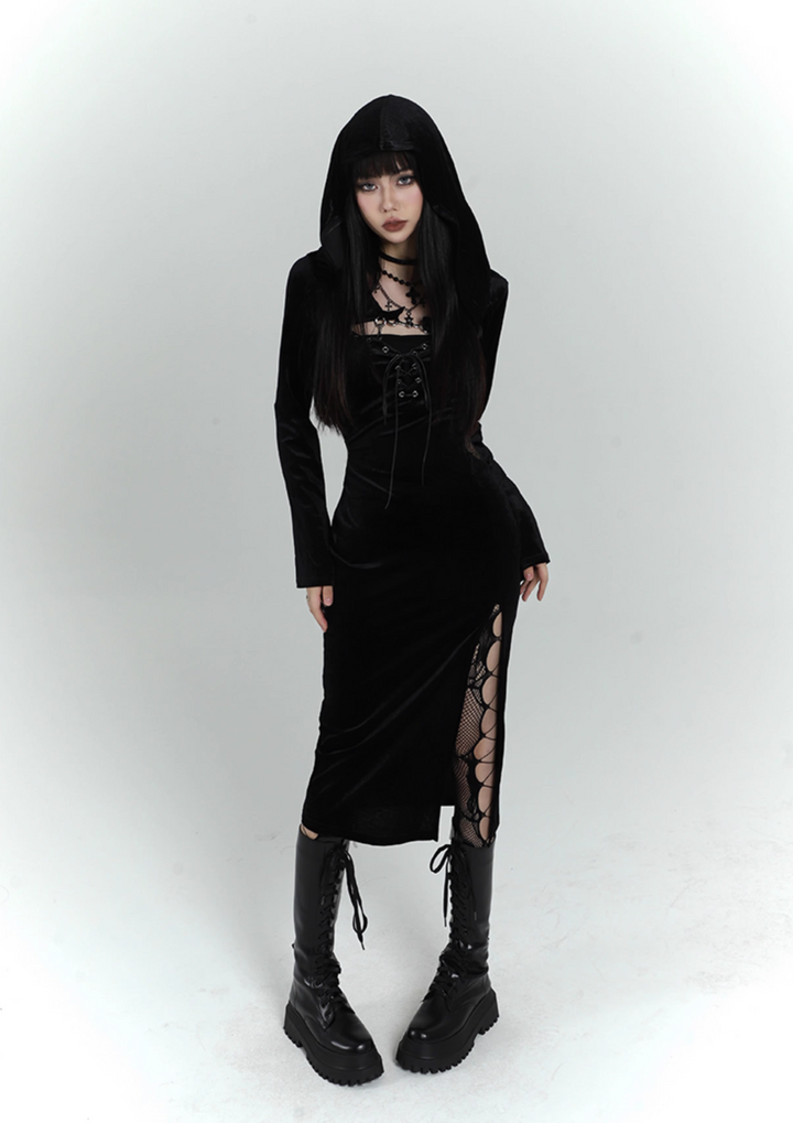 black velvet suspender dress/lg1132