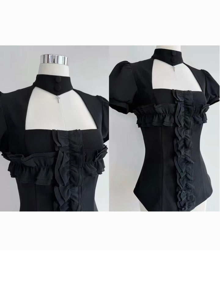 GOTHIC FRILL CROSS TOP SET / LG1626