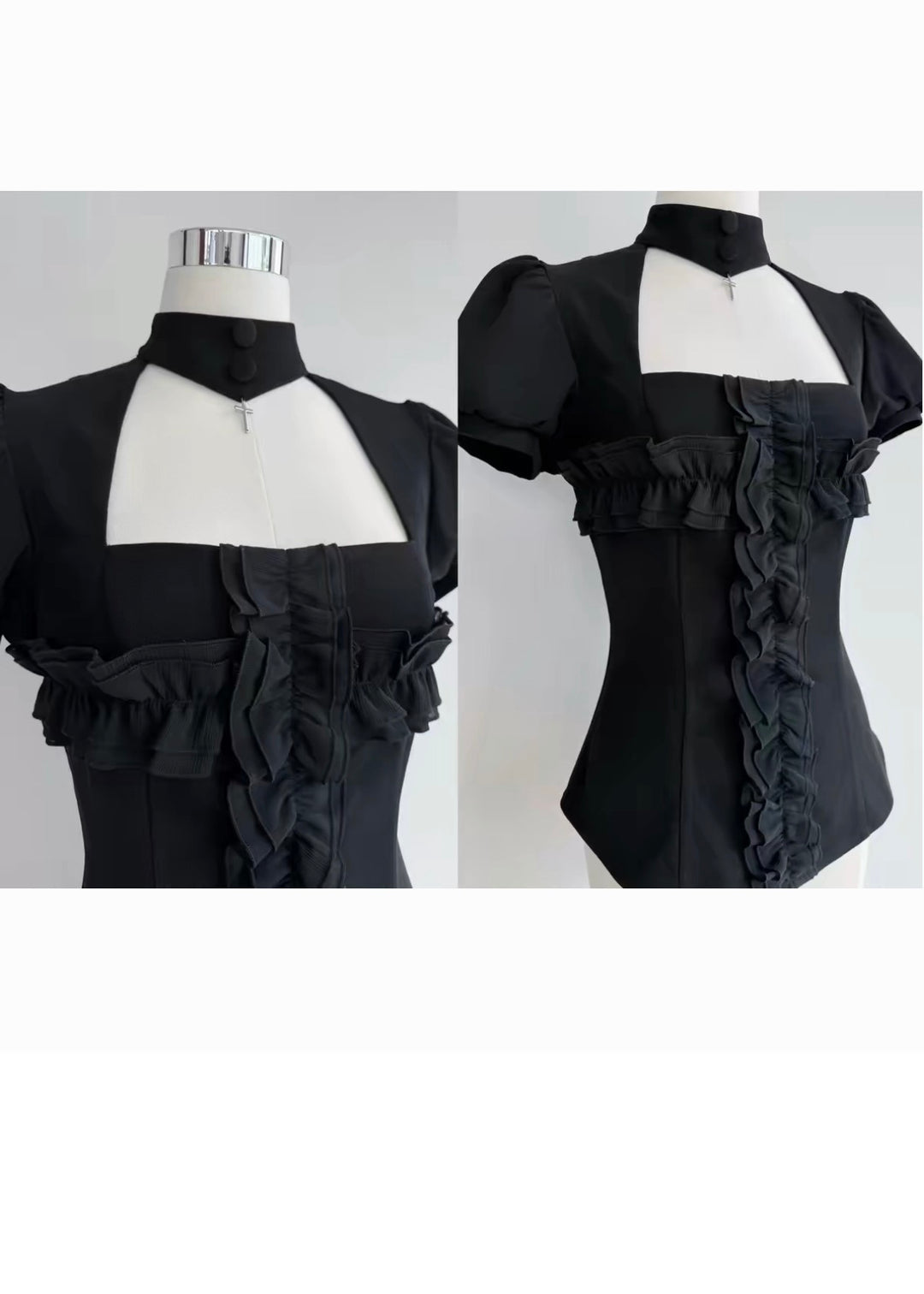 GOTHIC FRILL CROSS TOP SET / LG1626