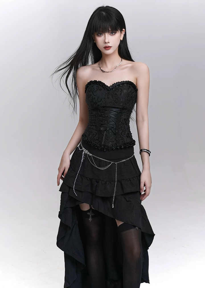 Gothic ribbon tube top / LG1298