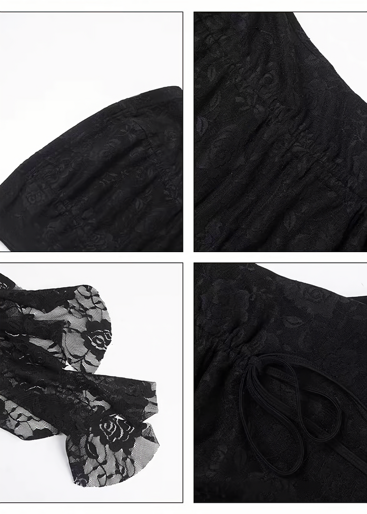 GOTHIC ASYMMETRIC LACE MINI ONEPIECE / LG1689