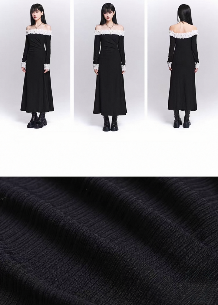 Off Shoulder Frill Long Dress / LG1519