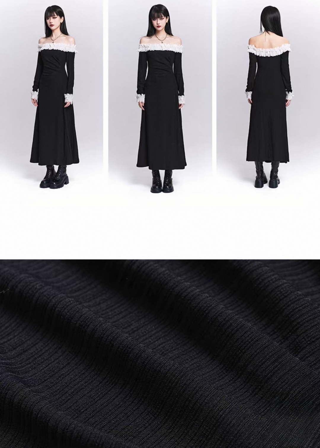 Off Shoulder Frill Long Dress / LG1519