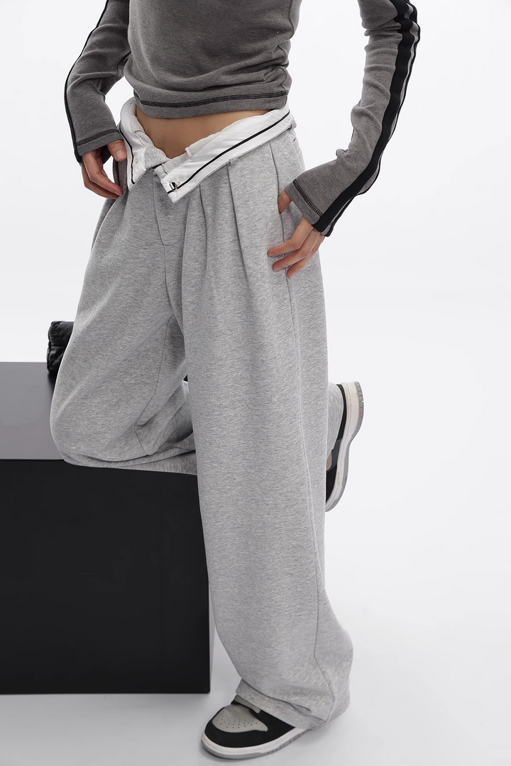 flip waist straight sweatpants/as1107