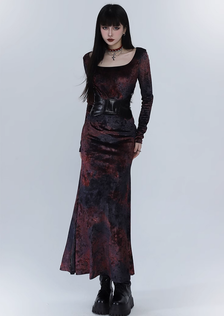 【即日配送】red velvet fishtail dress/lg1125