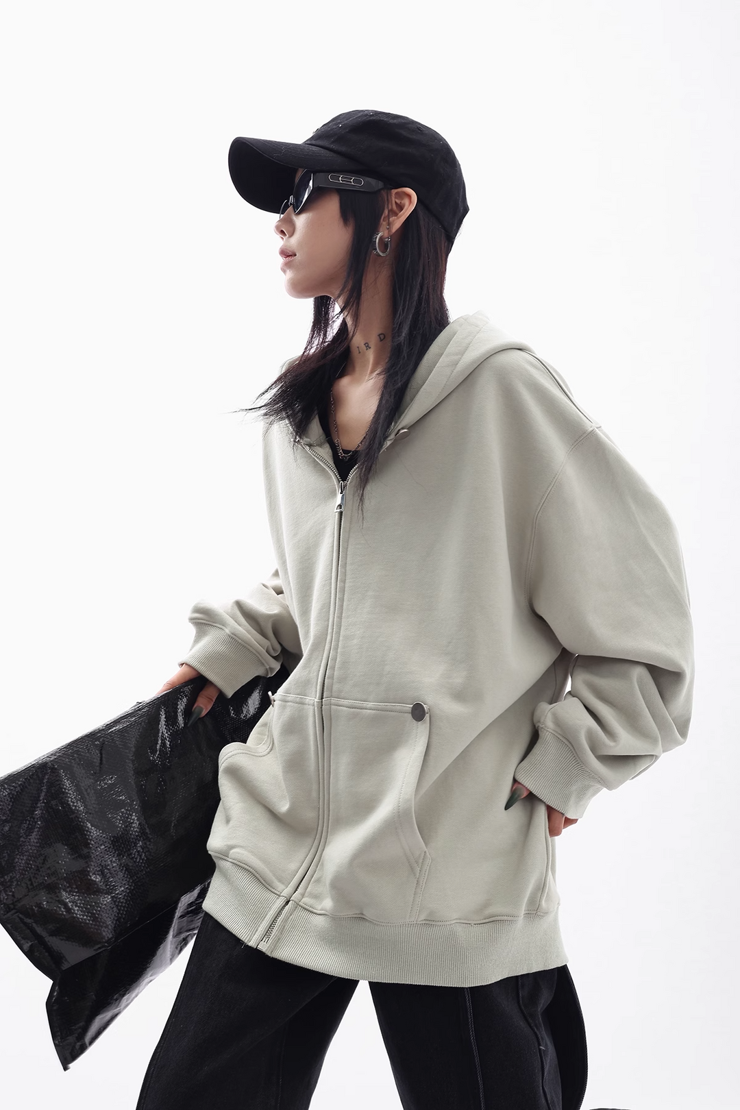 oversized full zip hoodie/as1116