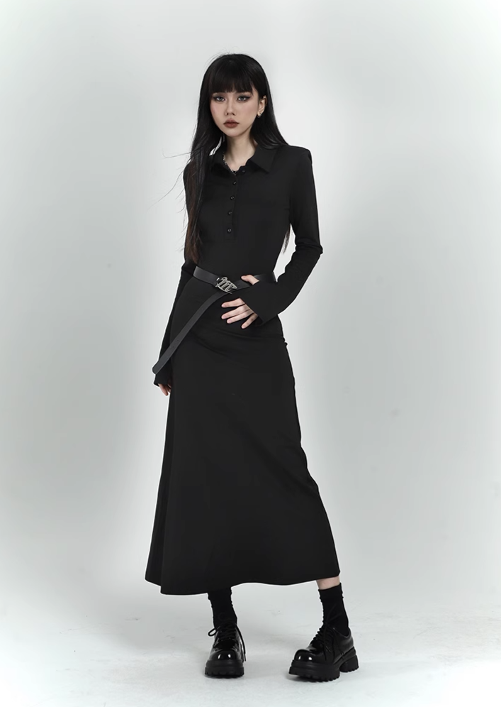 long sleeve polo dress/lg1129