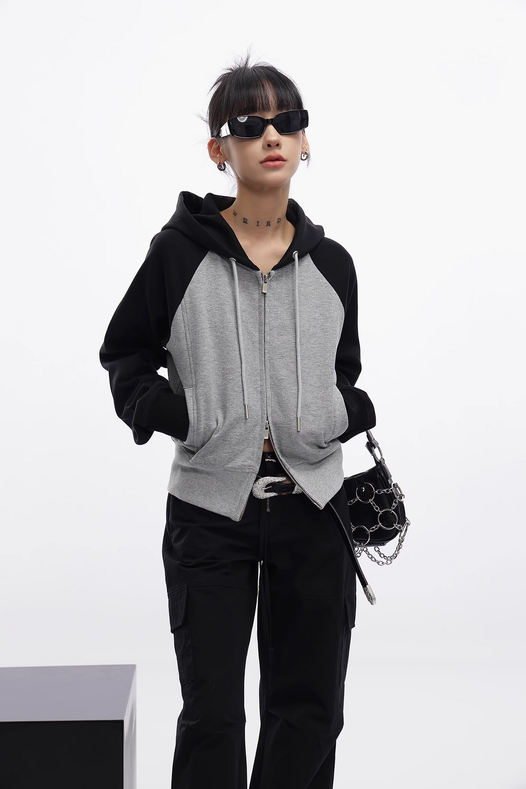 raglan sleeve short hoodie / AS1105