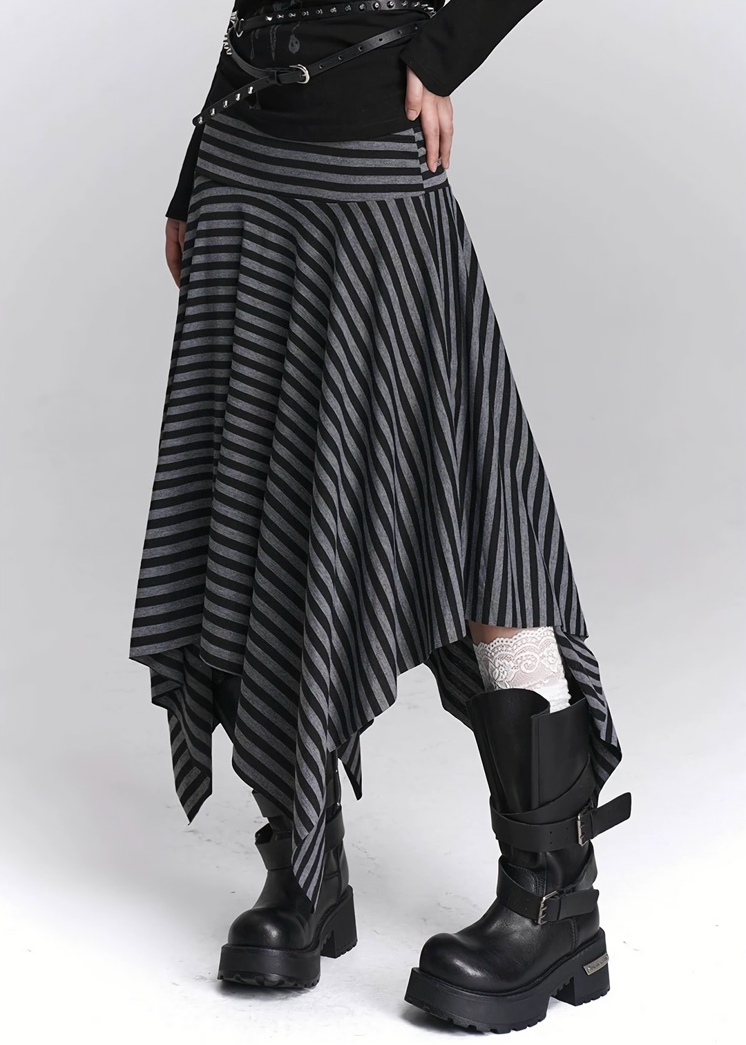 SHADOW STRIPE ASYMMETRY SKIRT / LG1445