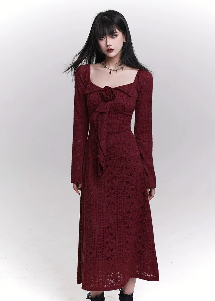 BLOOM ROSE LACE LONG DRESS / LG1474