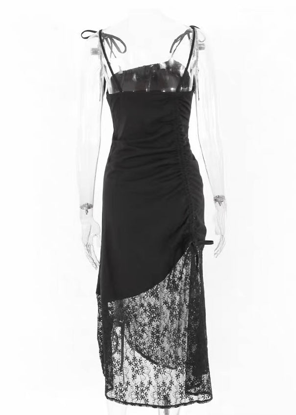 GOTHIC ASYMMETRIC LACE MIDI DRESS / LG1655