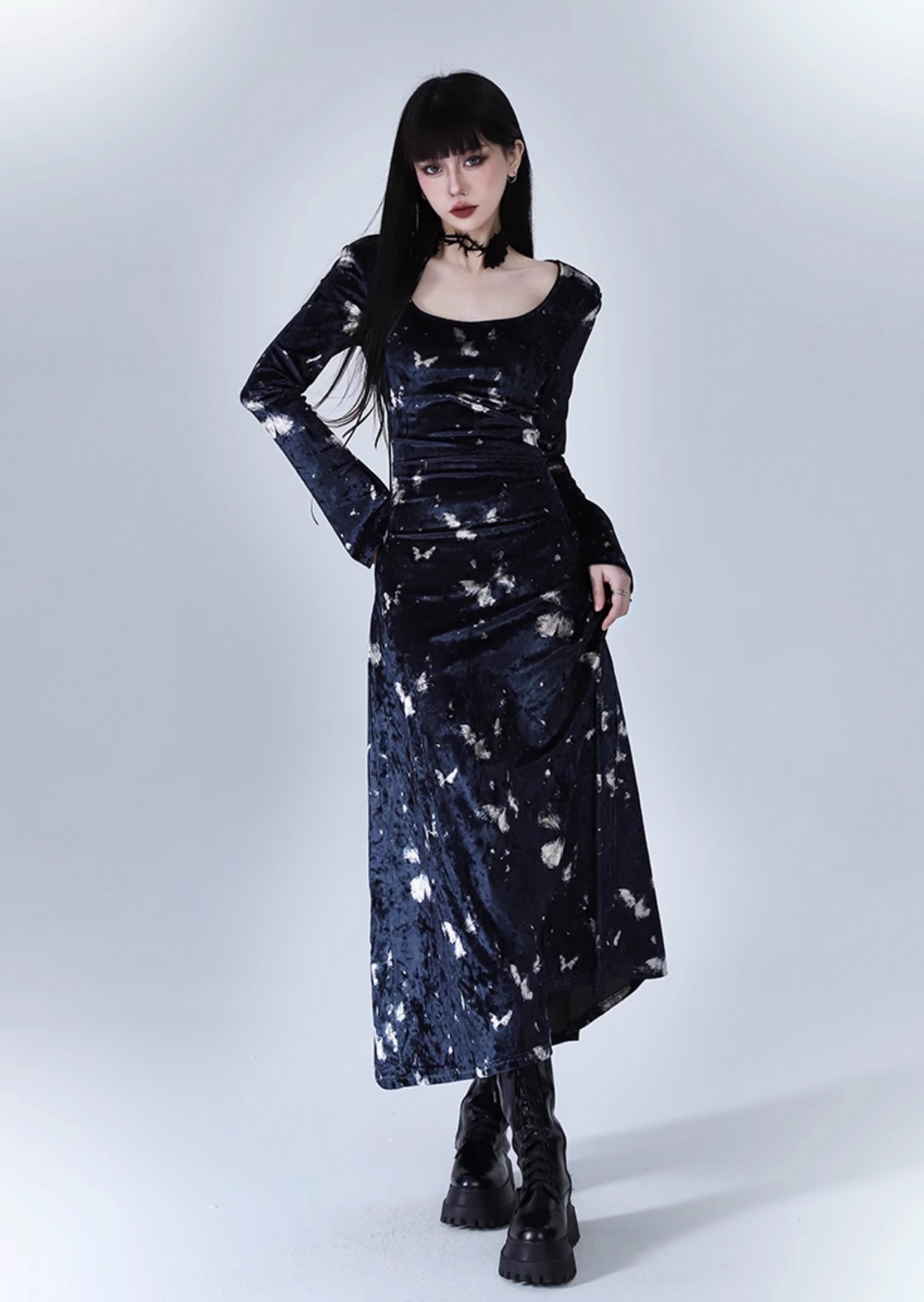 velvet butterfly starry night dress/lg1126