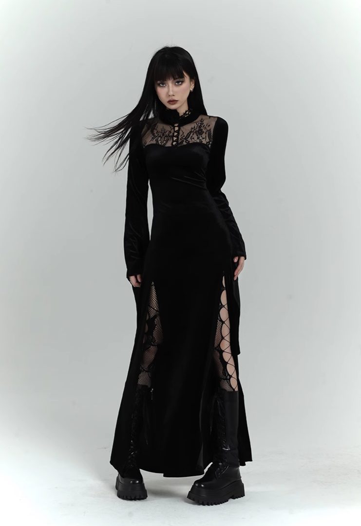 black velvet gothic dress+corset/lg1131