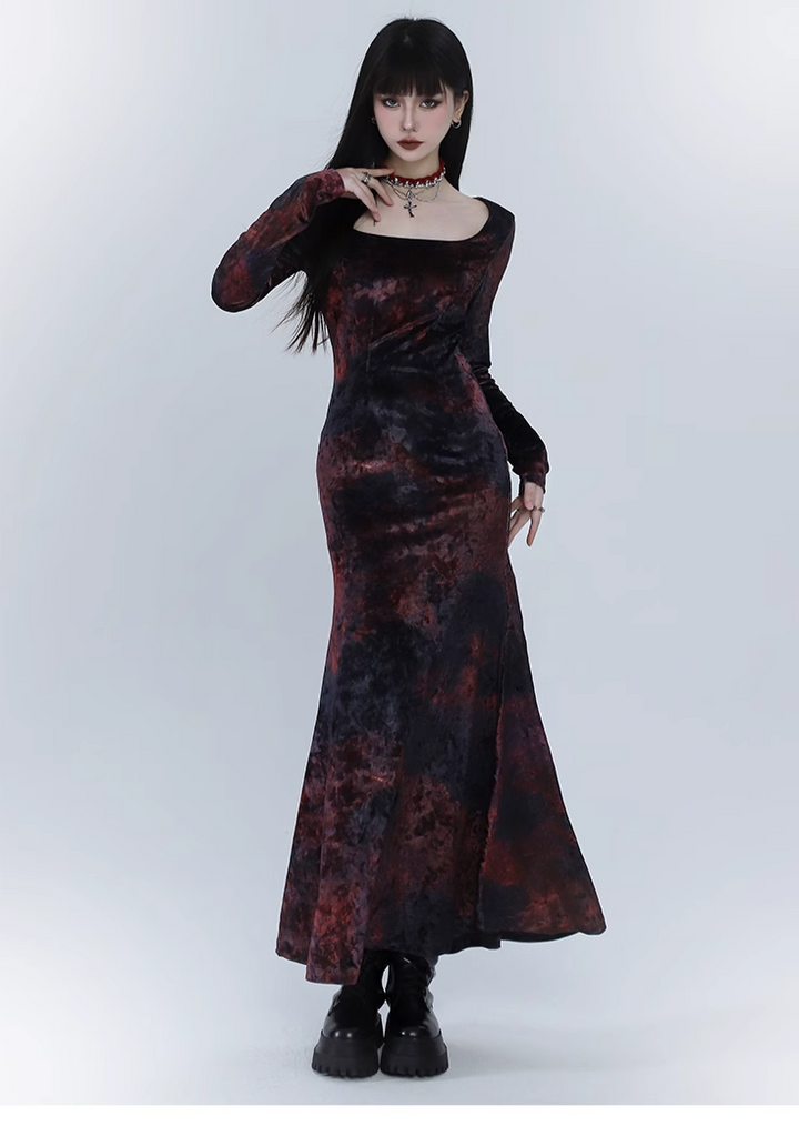 【即日配送】red velvet fishtail dress/lg1125