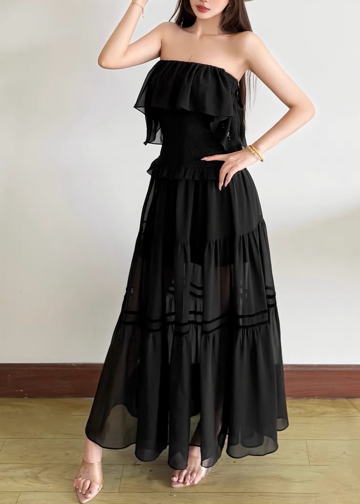 SHEER OFF SHOULDER LONG DRESS / LG1641