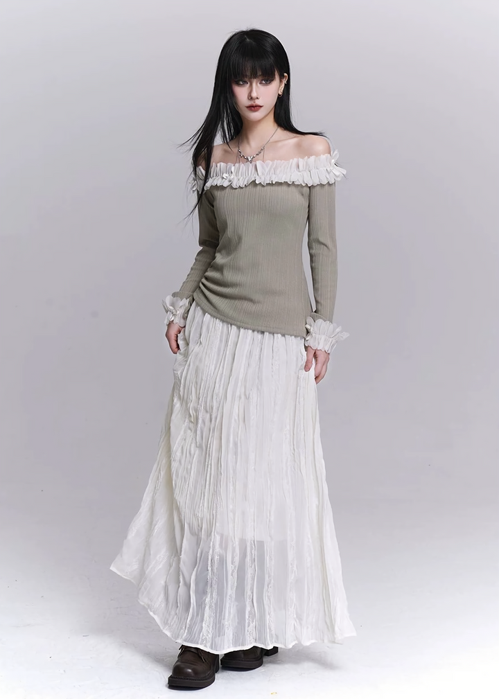 PATCHWORK LACE LONG SKIRT / LG1535