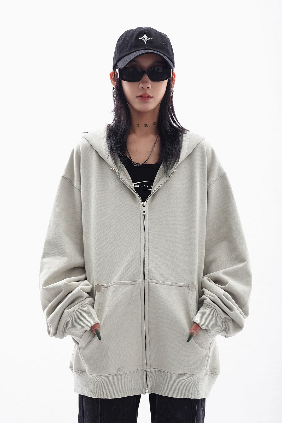 oversized full zip hoodie/as1116