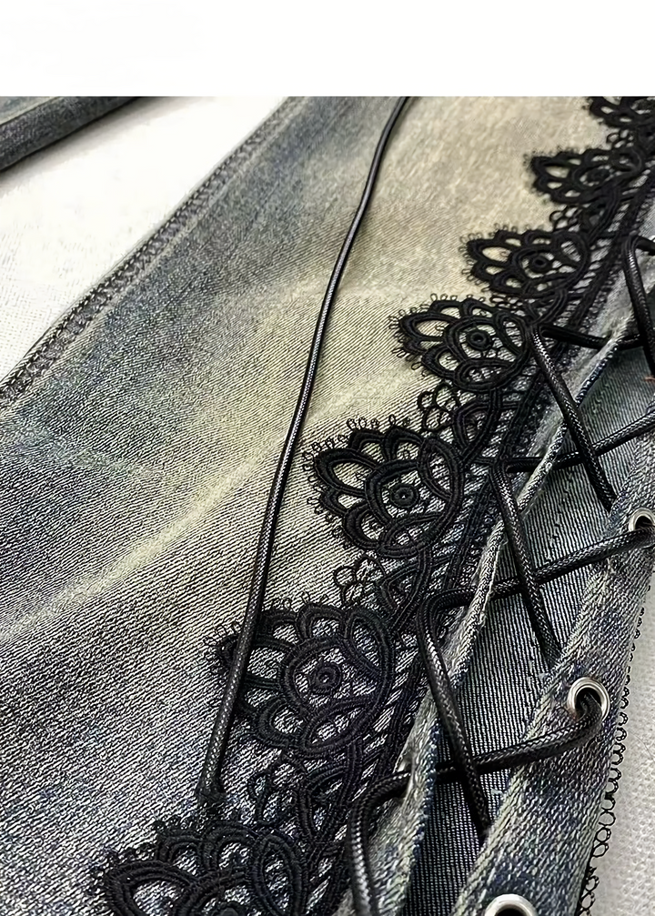 LACE-UP LACE FLARE DENIM / LG1482