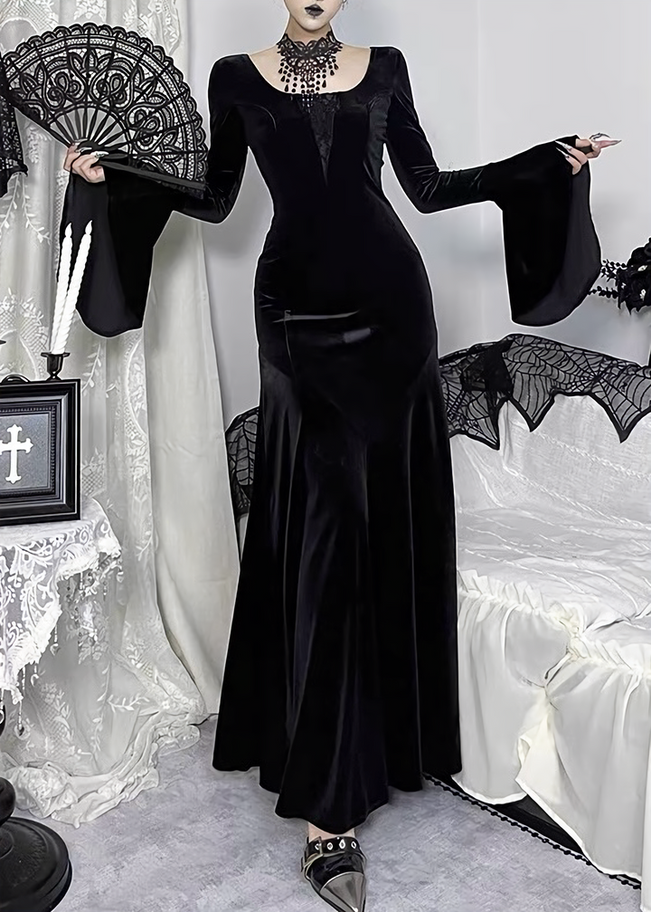 VELVET MERMAID BELL SLEEVE DRESS / LG1709