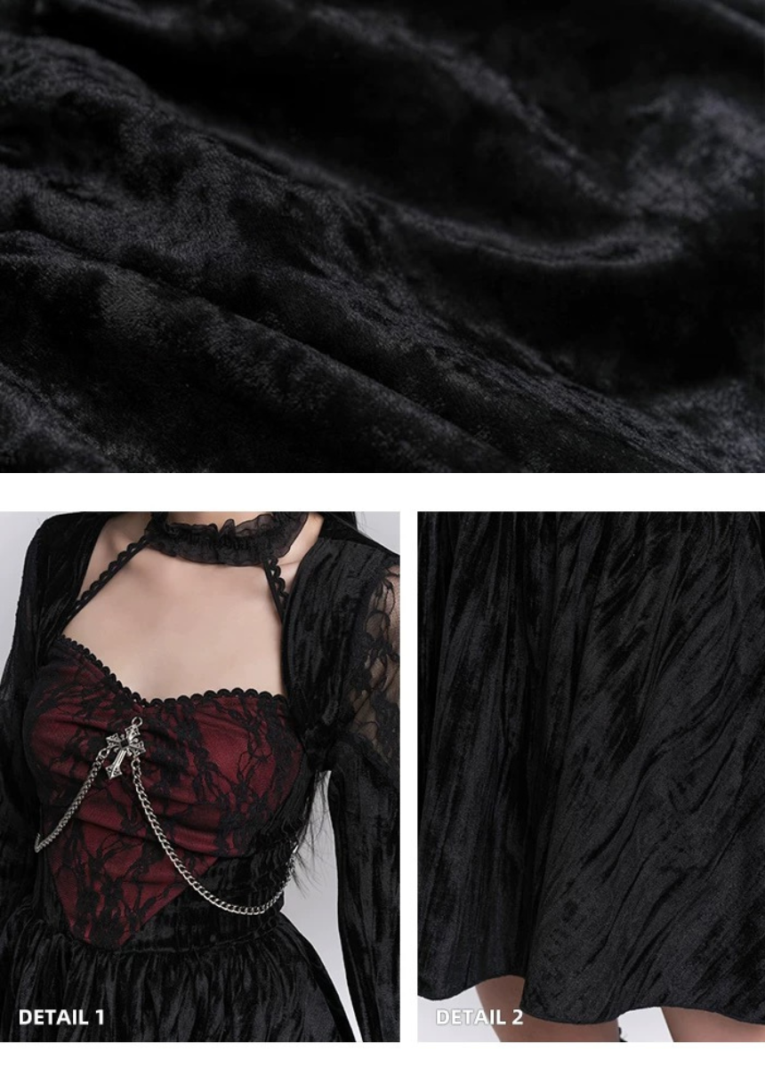 gothic frill velvet dress / LG1217