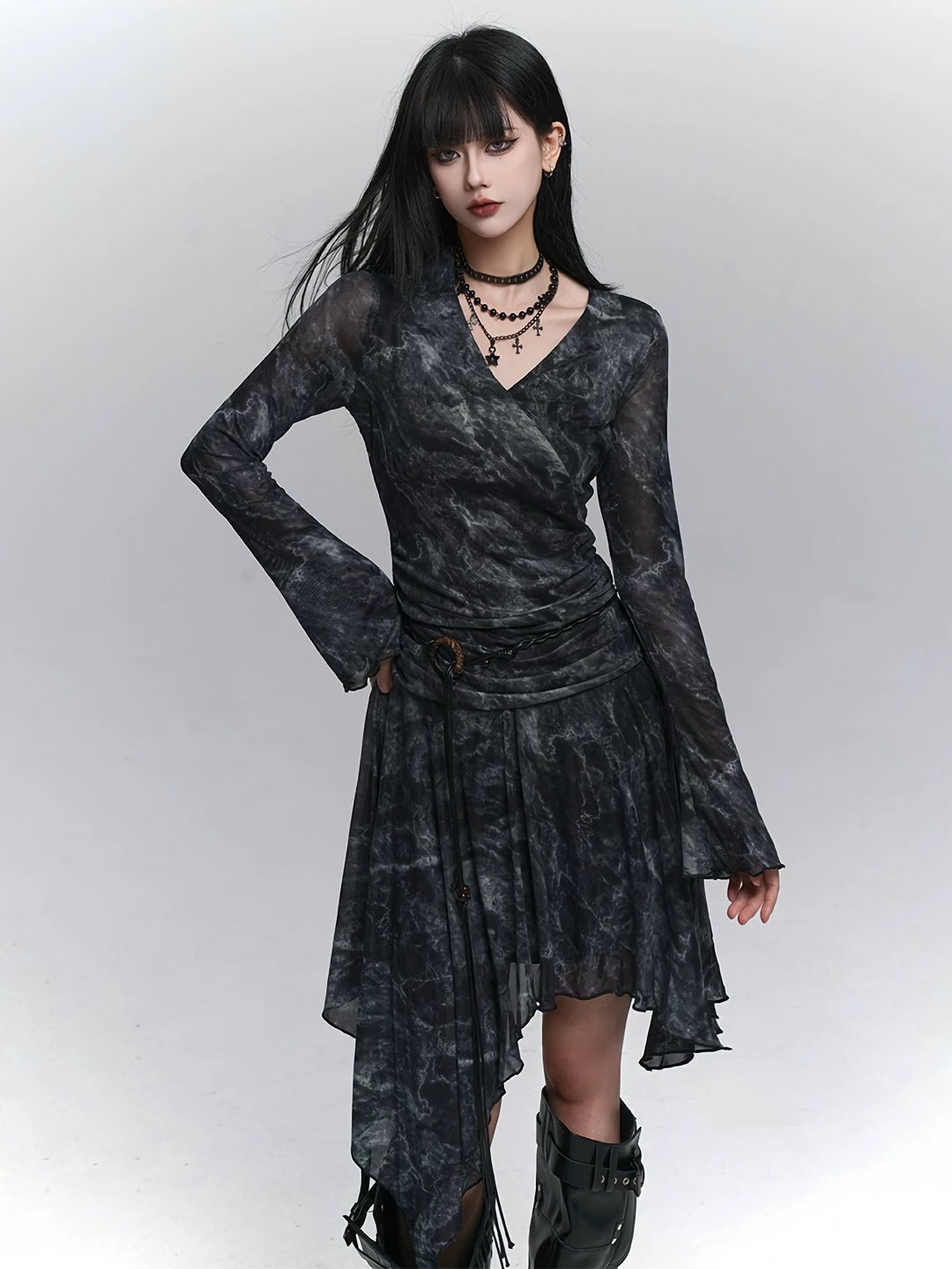 GOTHIC MARBLE ASYMMETRIC ONE-PIECE / LG1418
