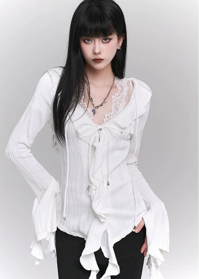 long sleeve ruffle shirt / LG1208_e4r