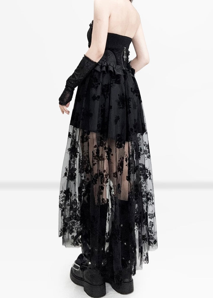 GOTHIC FLOCKY TULLE DRESS SET / LG1137