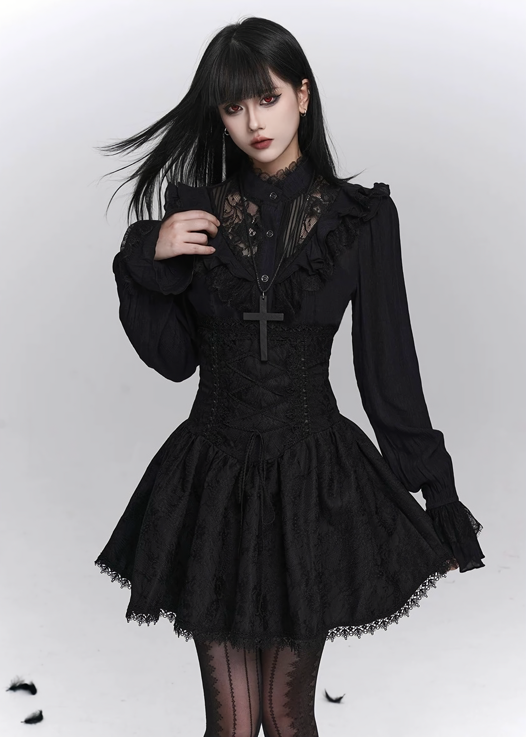 Midnight Ruffle Blouse / LG1403_e4r