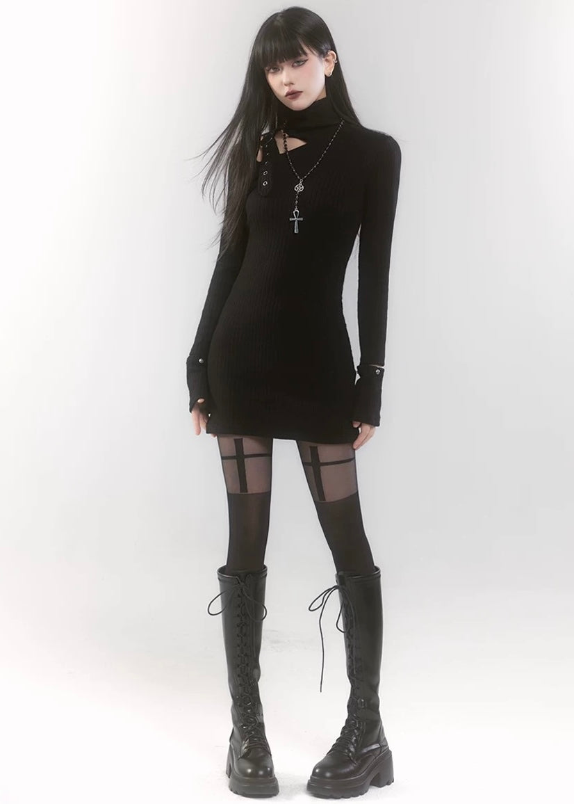 [Same-day delivery] Shoulder belt knit mini dress / LG1193 