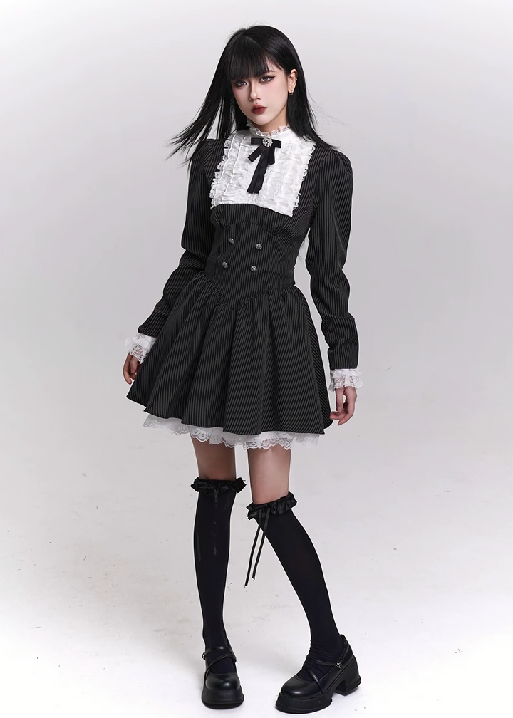 PINSTRIPE FRILL MINI ONE-PIECE / LG1450