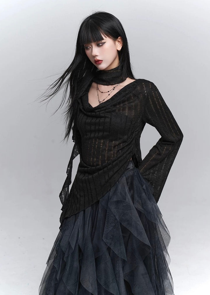 Shadow Veil Knit Top / lg1350_e4r