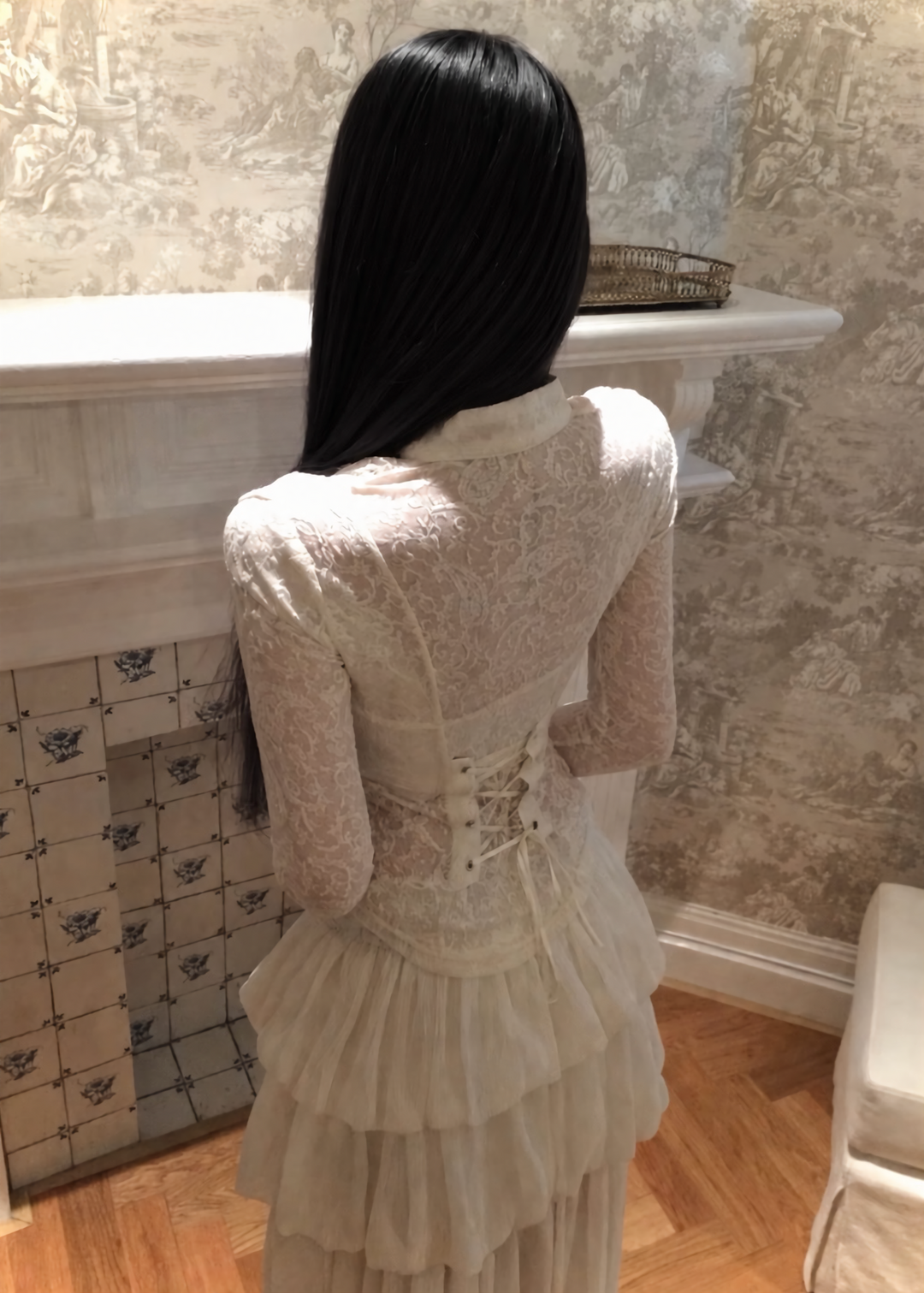 HOOK-EYE JACQUARD LACE TOP / LG1742