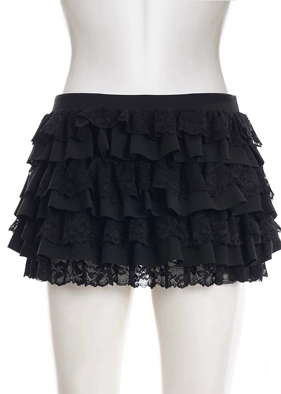 LACE FRILL LAYERED MINI SKIRT / LG1584