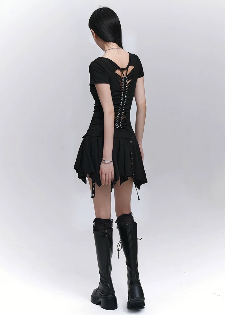 Lace-up platform long boots / v1133