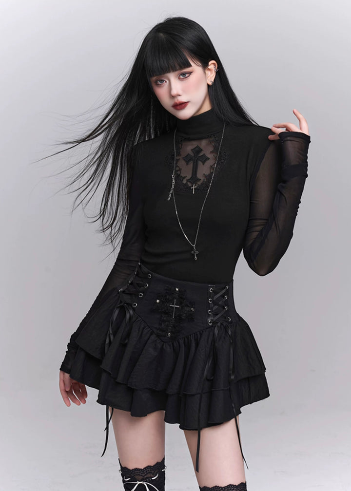 gothic cross lace slim fit / LG1232