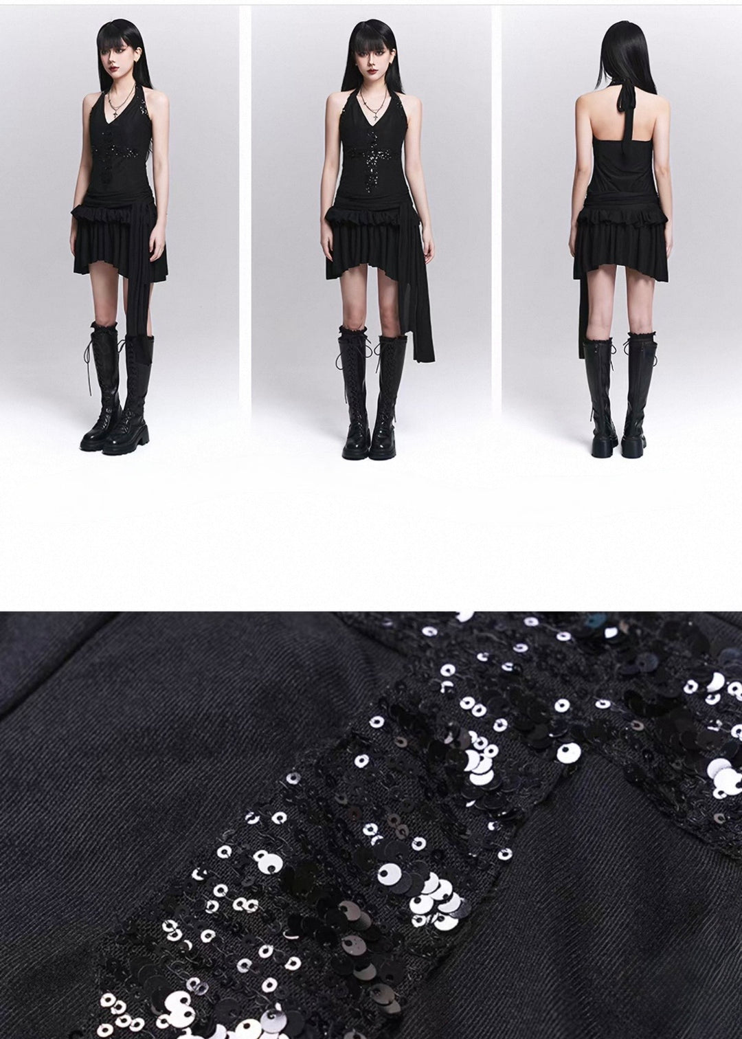 SEQUIN CROSS HALTER TOP / LG1548