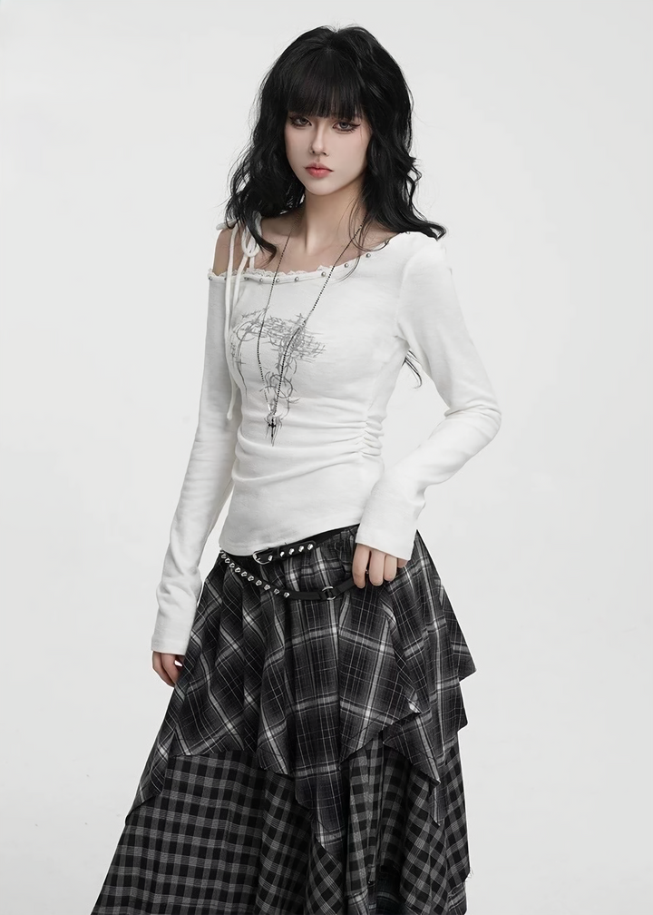 ASYMMETRIC STRAP OFF-SHOULDER TOP /  LG1425