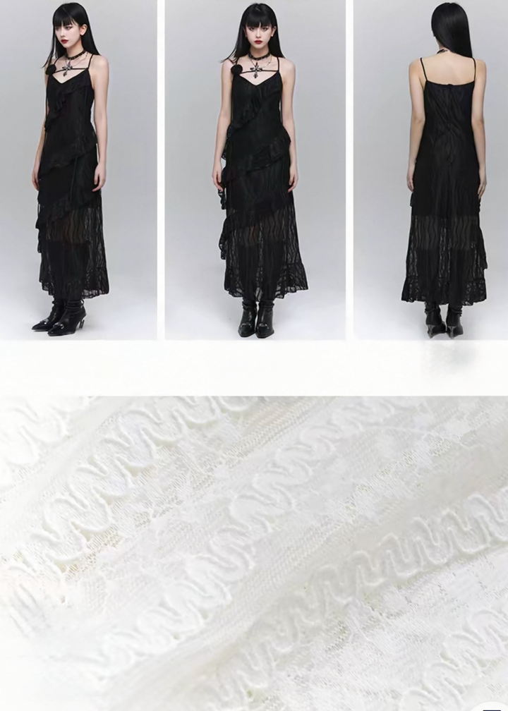 LACE LAYERED SLIP DRESS / LG1553