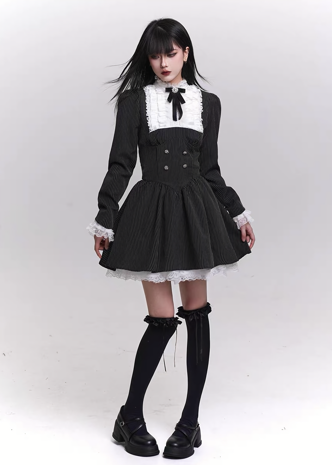 PINSTRIPE FRILL MINI ONE-PIECE / LG1450