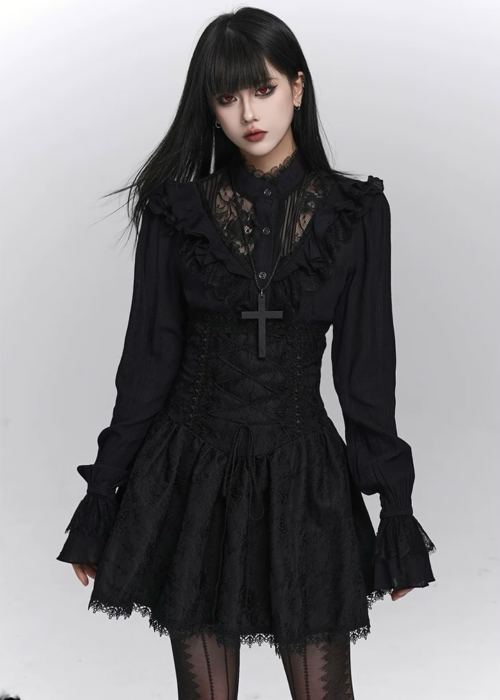 Corset Lace Flare Skirt / LG1402_e4r
