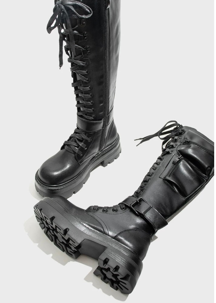 lace up combat boots / v1110