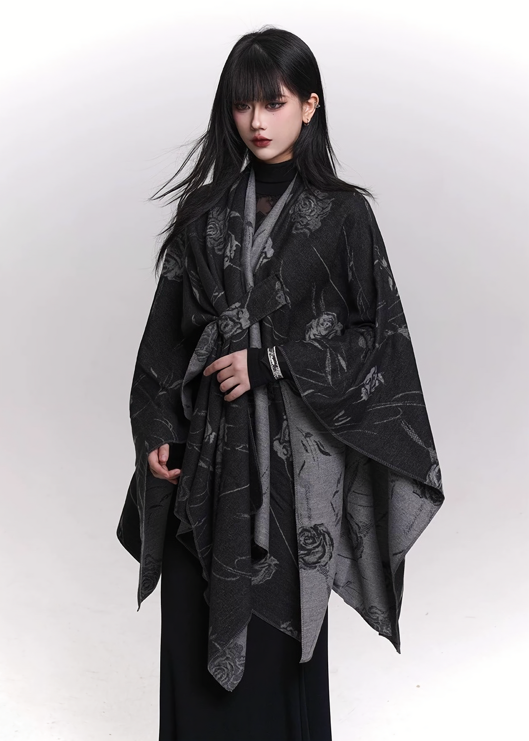 ROSE SHADOW JACQUARD SHAWL / A1140