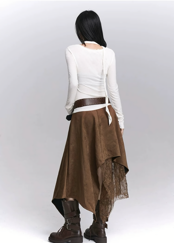 BOHEMIAN LACE ASYMMETRY SKIRT/LG1417