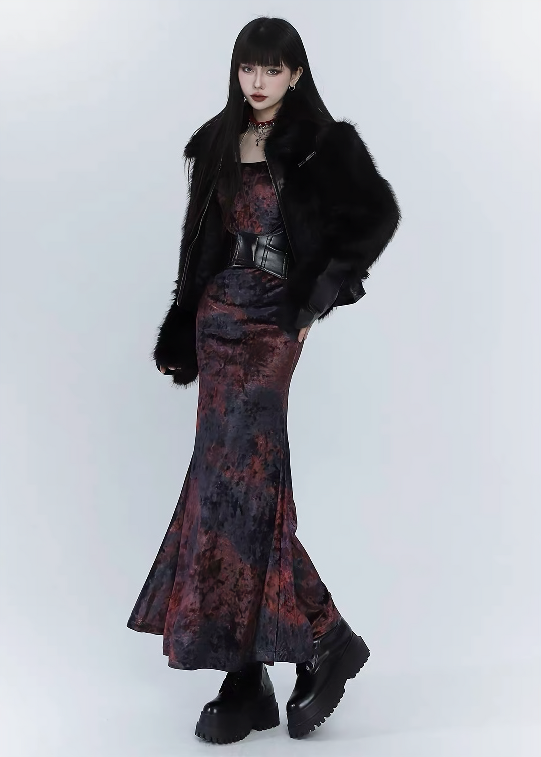 Red Marble Long Dress / LG1512