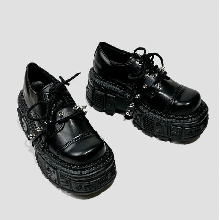 Platform Metal Lace Up Shoes / v1115