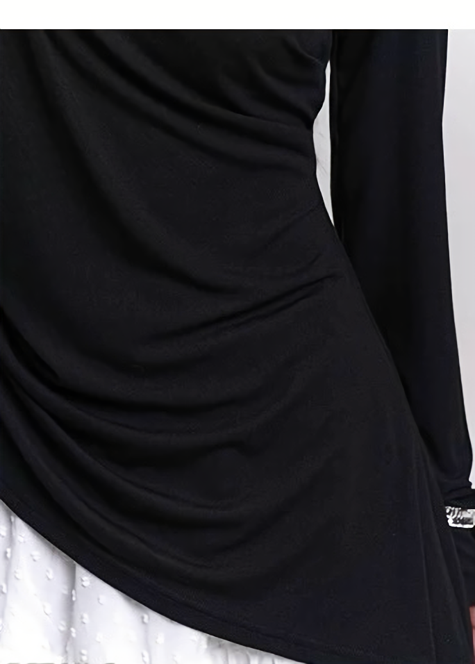 ASYMMETRIC DRAPE NECK TOP/LG1468