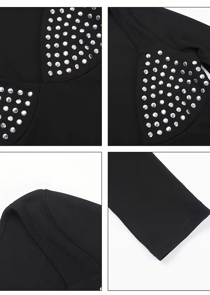 STUDDED V-NECK TOP &amp; BUCKLE SKORT / LG1714
