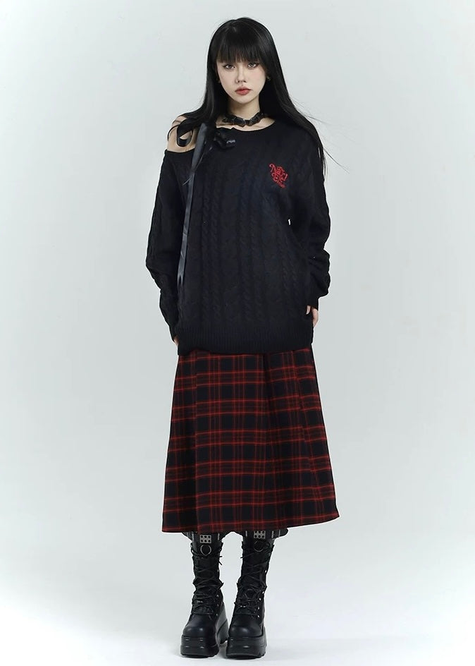 black red check skirt / LG1200