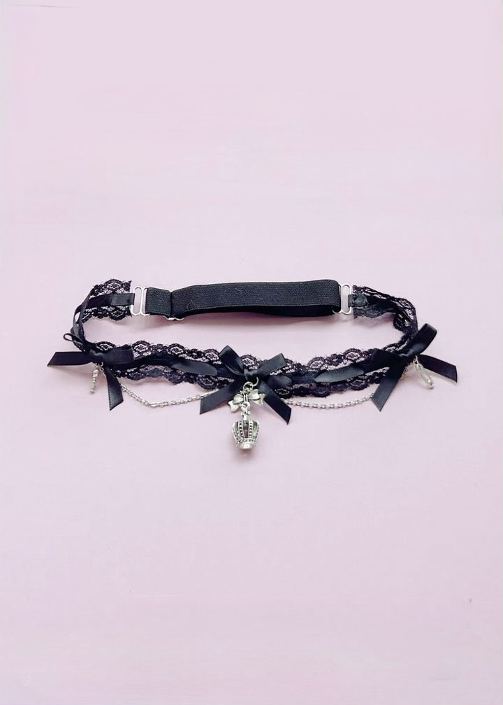 NOIR LACE CROSS GARTER&amp;CHOKER / A1132_e4r